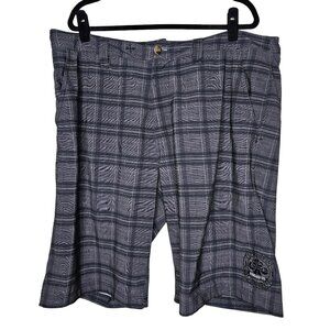 Y2K Affliction Premium 38 Grey Black Plaid Shorts Skater Goth Punk Embroidered